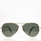 Emporia Italy - série Aviator "ORIGINÁL", polarizované sluneční brýle s pevným pouzdrem a čisticím hadříkem, tmavě zelené čočky, obroučky zlaté barvy