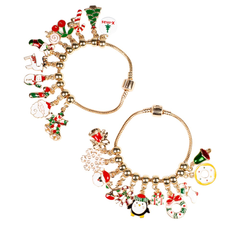 EMPORIA Charm Náramek Vánoční Kalendář, Zlatožlutý, 2 náramky (18+3 cm), 22 x charm (10*20 mm), velikost krabičky 20*24 cm