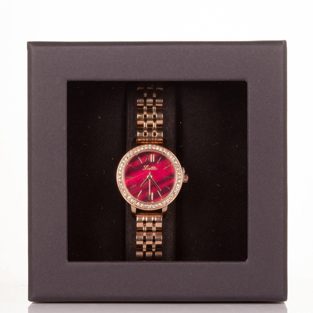 Vysoce kvalitní slitinové hodinky s mechanismem Miyota v dárkové krabičce, Rubínově Červený ciferníke - Multilady.cz