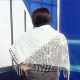 Bavlněná lichoběžníková Šála-šátek, 80 cm x 198 cm x 70 cm, Motýlí a krajkový vzor, Bílá - Multilady.cz
