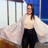Šála-šátek ze 100% Pravého Pashmina Kašmíru, 70 cm x 180 cm, Lesklý Paisley Vzor