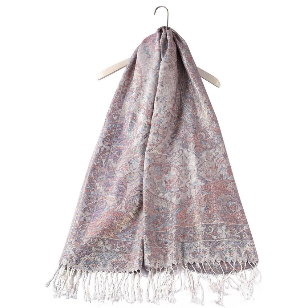 Šála-šátek ze 100% Pravého Pashmina Kašmíru, 70 cm x 180 cm, Lesklý Paisley Vzor