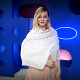 Šála-šátek ze 100% čistého Kašmíru, 80 cm x 200 cm, Bílá