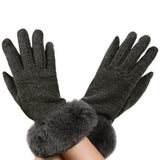 Zimní rukavice z umělé kožešiny, kompatibilní s dotykovou obrazovkou, Tmavě šedé