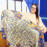 100% Hedvábná Šála, 90 cm x 180 cm, Klimtův Impresionistický Strom Života