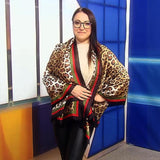 100% Hedvábná Šála, 90 cm x 180 cm, Leopardí Vzor