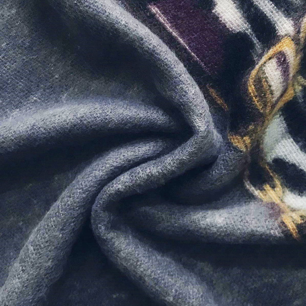 Vzorovaná Vlněná šála-šátek, 70 cm x 190 cm, Šedá