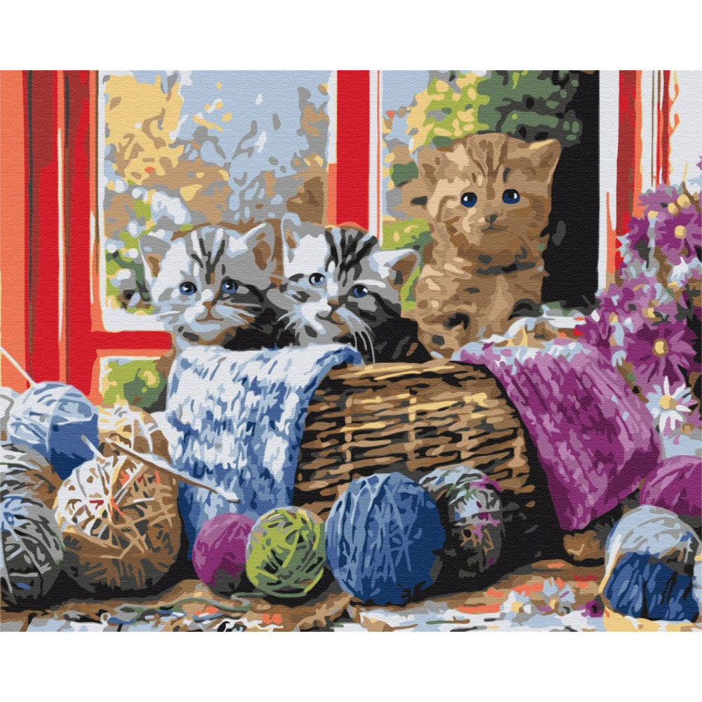 "Koťata v košíku" Sada pro malování podle čísel, 40x50 cm