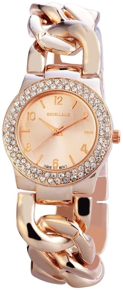 Výborné dámské náramkové hodinky s kovovým řemínkem, barva růžového zlata, kvalitní quartzová konstrukce, růžově zlatý ciferník