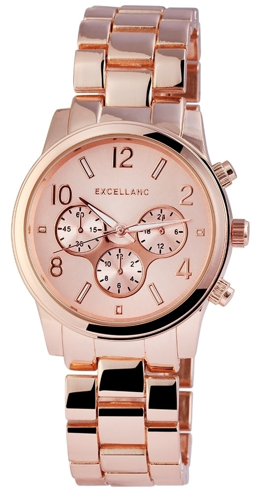Excellanc dámské hodinky s kovovým řemínkem, barva růžového zlata, vysoce kvalitní křemenný mechanismus, ciferník v barvě růžového zlata