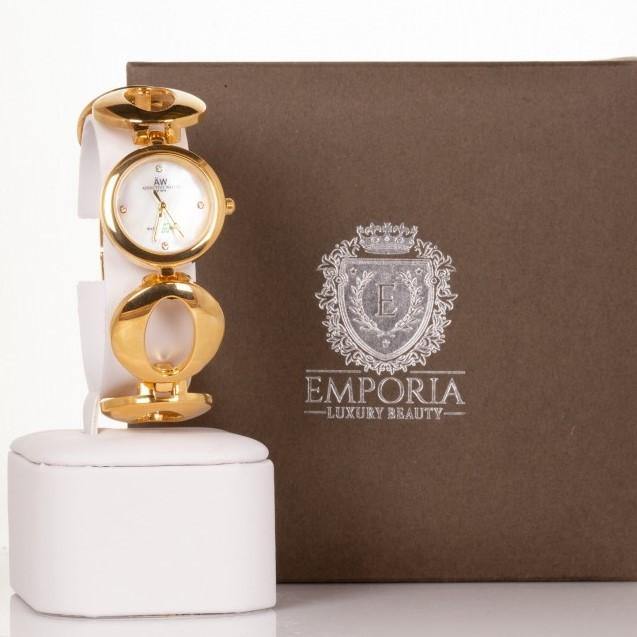 AW dámské hodinky v barvě zlata s řemínkem se symbolem nekonečna a 4 krystaly křemenu - Multilady.cz