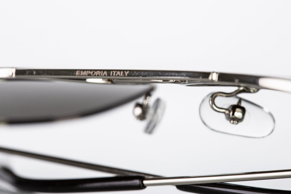 Emporia Italy - série Aviator "KRYSTAL", polarizované sluneční brýle s UV filtrem, s pevným pouzdrem a čisticím hadříkem, chromově-stříbrné čočky, obroučky stříbrné barvy