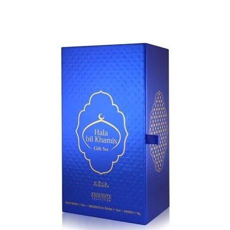 50 ml Eau de Parfum + 20ml Parfémový Olej + 40g Bakhoor Hala Bil Khamis DÁRKOVÉ BALENÍ  Dřevitá-Kořeněná-Květinová Vůně pro Muže a Ženy - Multilady.cz