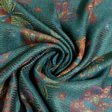 Šála-šátek ze 100% Pravého Pashmina Kašmíru, 70 cm x 170 cm, Zelenomodrá s motýlím vzorem