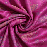 Šála-šátek ze 100% Pravého Pashmina Kašmíru, 70 cm x 170 cm, Lesklá fuchsiová růžová, Motýlí vzor