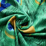 Hedvábná Šála-šátek, 90 cm x 180 cm, Paví pero, Zelená