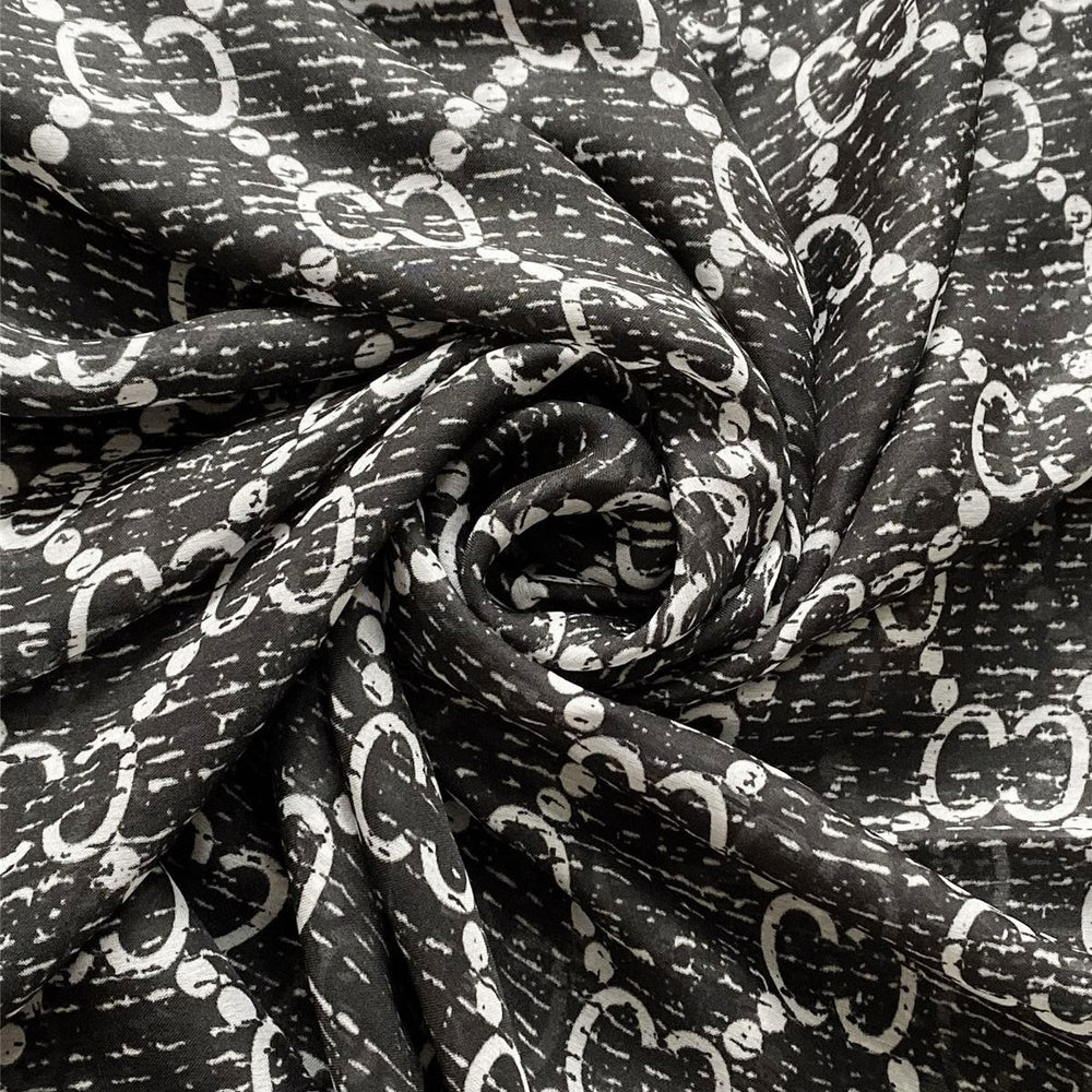 Šála-šátek ze 100% Pravého Hedvábí, 90 cm x 180 cm, Šedá