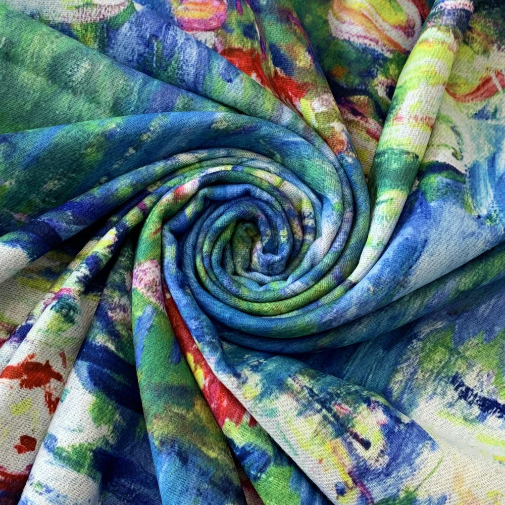 Vlněná šála-šátek, 70 cm x 180 cm, Monet-Water Lilies Painting