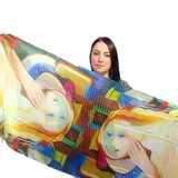 Bavlněná Šála-šátek, 70 cm x 180 cm, Picasso - Abstraktní portrét - Multilady.cz