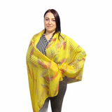 Šála-šátek s Motivem pera, žlutá, 90 cm x 180 cm - Multilady.cz