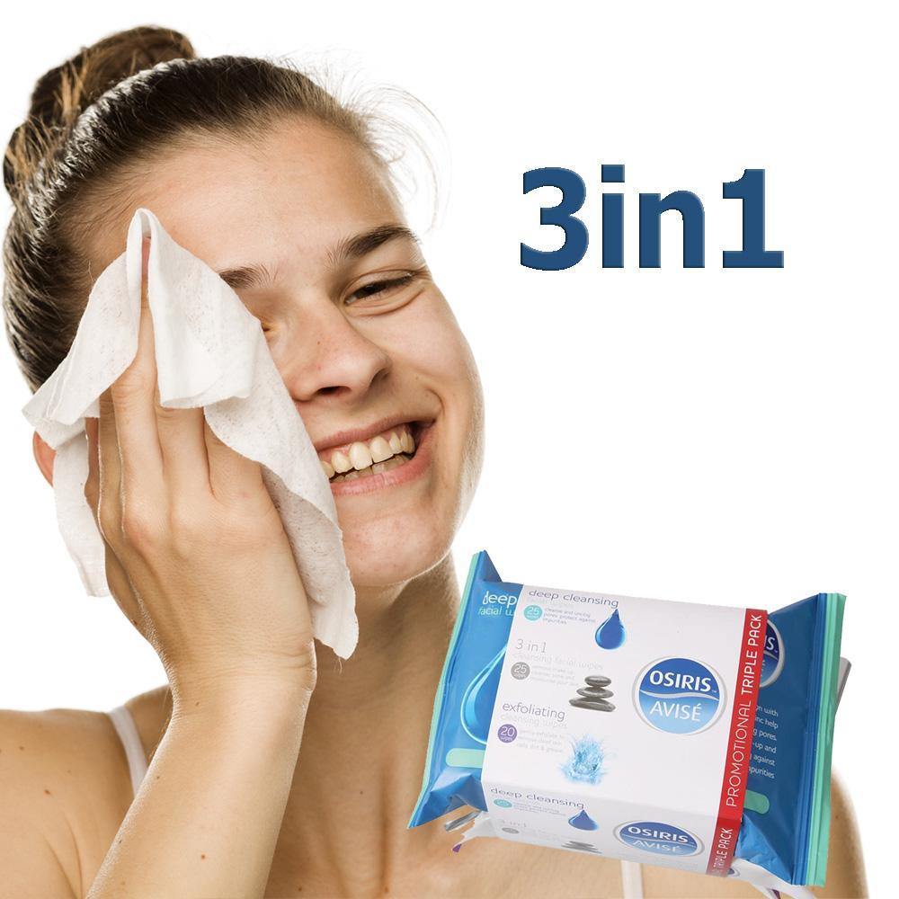 3 balení do Hloubky čistících, Exfoliačních Ubrousků na obličej - 2x25 a 1x20 ks - Multilady.cz